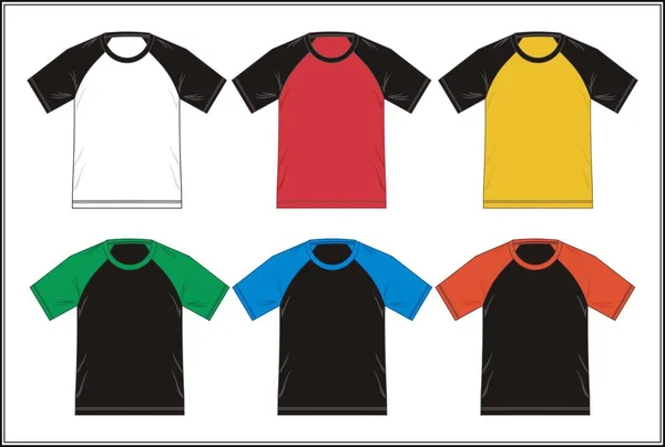 Grafik T-Shirt Raglan Vorlage bunt, Vektor. — Stockvektor