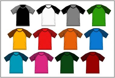 T gömlek Raglan renkli, vektör