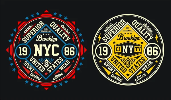Vintage New York'un Brooklyn, vektör.