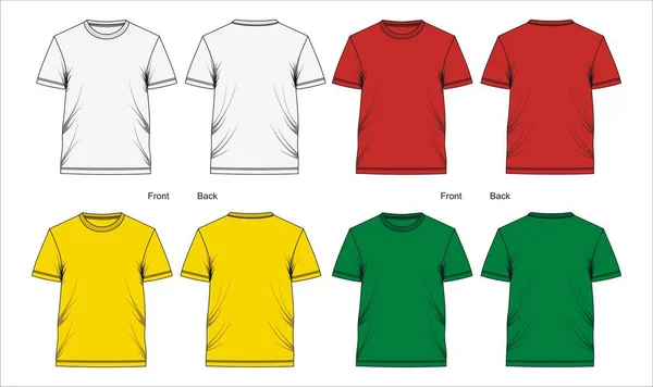 01. T Shirt Template Frente e verso colorido . — Vetor de Stock