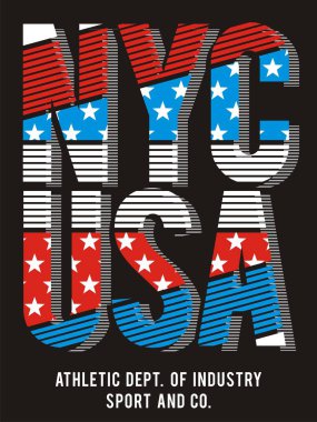 Tipografi Nyc ABD bayrağı, vektör 