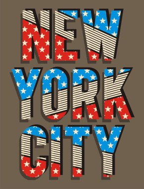 03. tipografi New York City'de bayrağı, vektör.