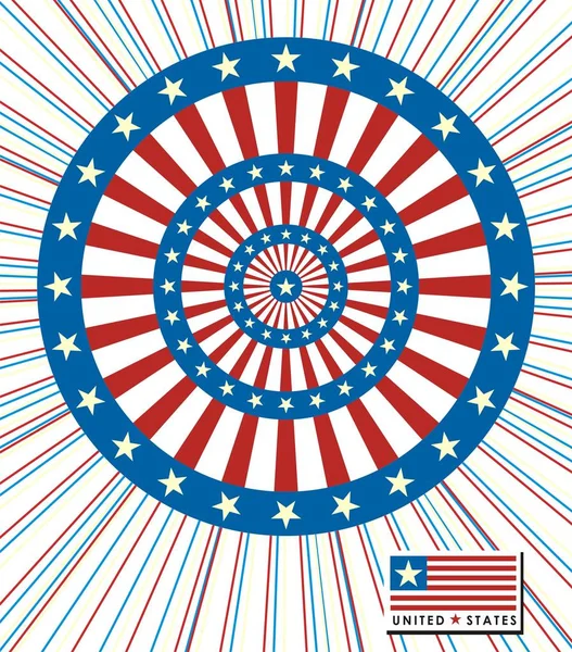 Bandiera USA arrotondata per uno sfondo decorativo.Vector — Vettoriale Stock