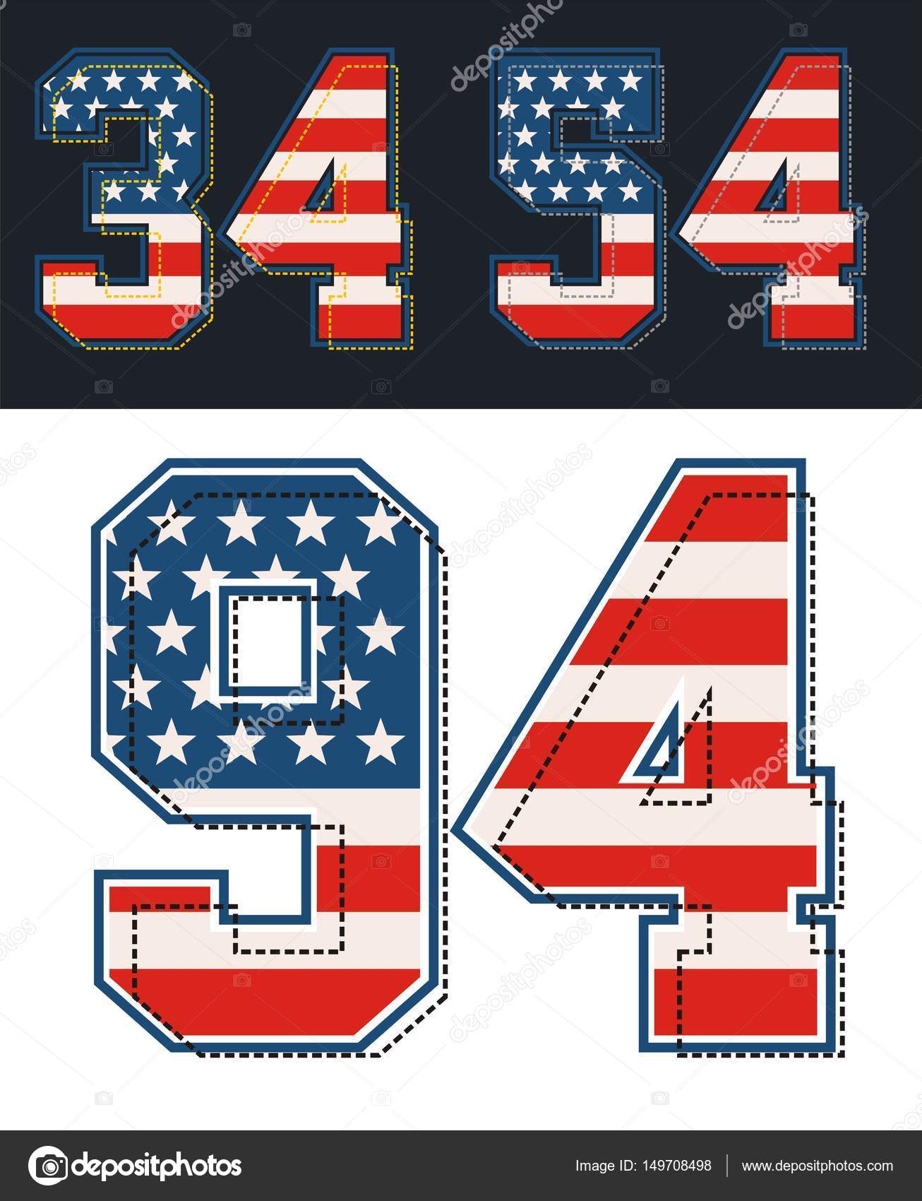 retro nummer textur amerika flag setzen vektor stockvektor