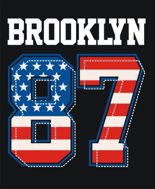 Vintage Brooklyn ABD bayrağı, vektör.