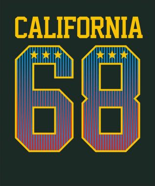 Athletic California Numbers 68 clipart