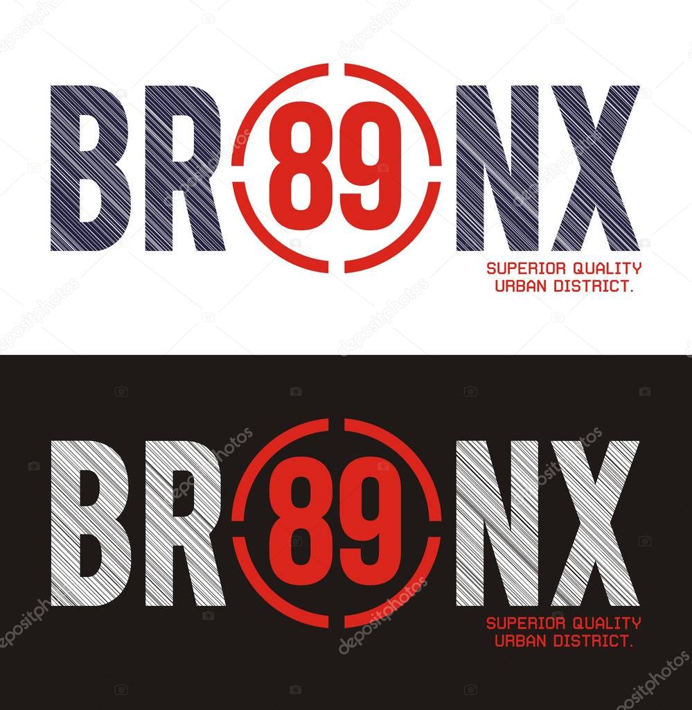 Varsity Bronx t-shirt graphic typography design, vector image
