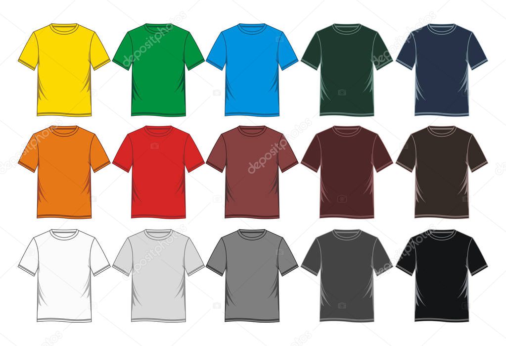 T-shirt template Fashion blank colorful, vector images