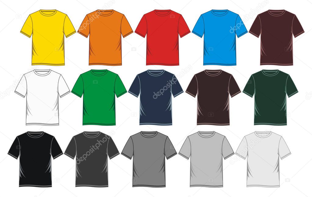 Set t-shirt blank colorful, design vector image