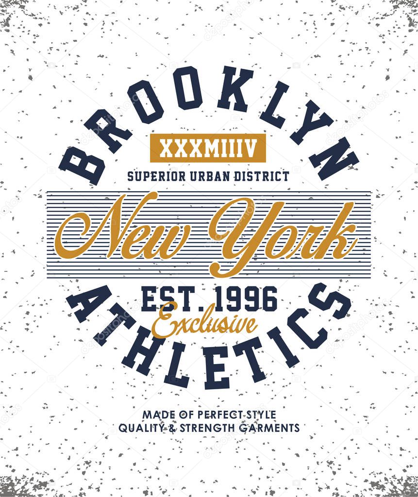 Athletic Brooklyn typography design, t-shirt graphic, Vector image