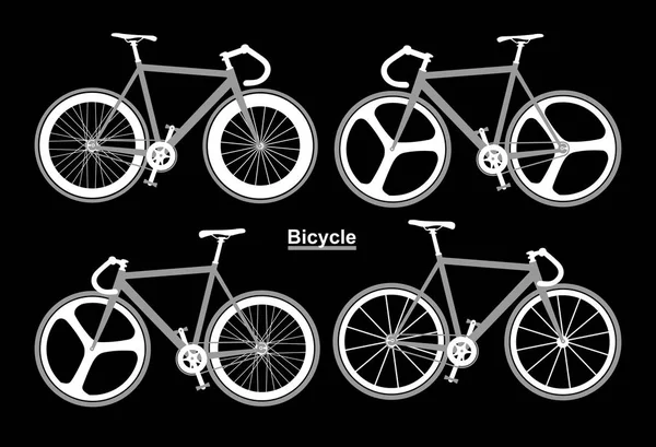 Set Bisiklet siyah ve beyaz — Stok Vektör
