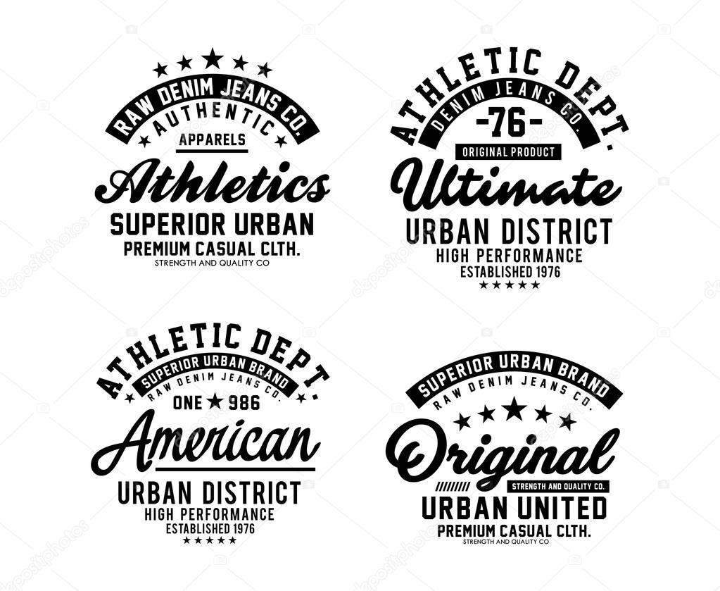 Set Athletic sport t-shirt typography design, vector image