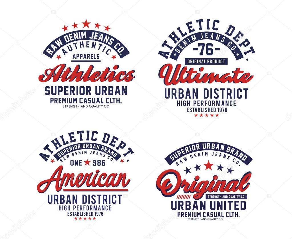 set athletic sports t-shirt graphic vector