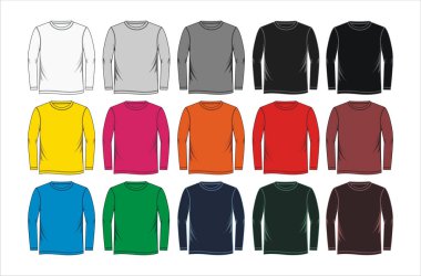 Set T-shirt uzun kollu vektör
