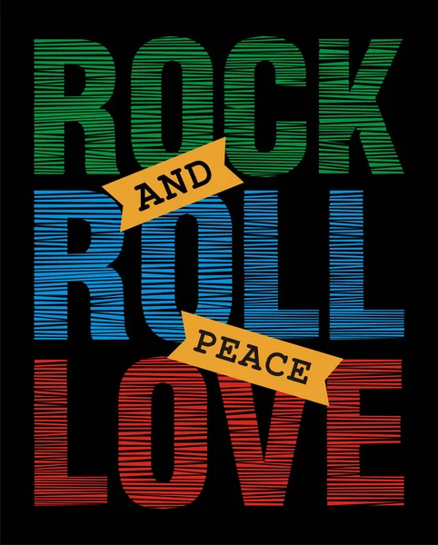 Rock And Roll Peace Love Typography Design