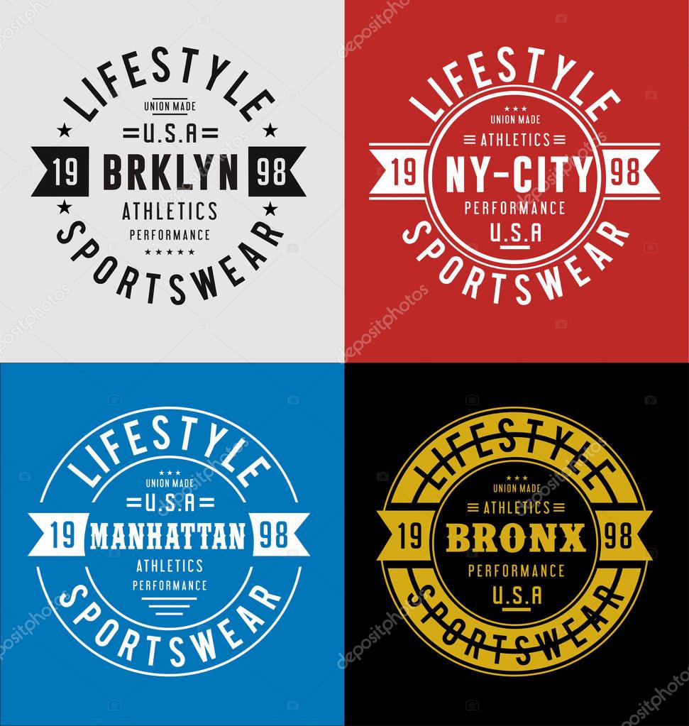 Set Athletic NYC Typography design T-shirt Graphic image