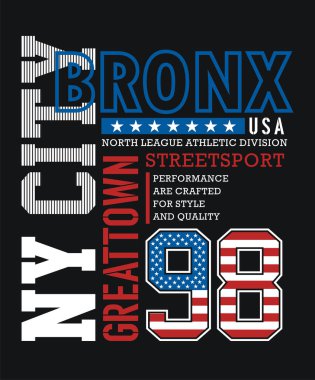 NY şehir Bronx tipografi vektör resim