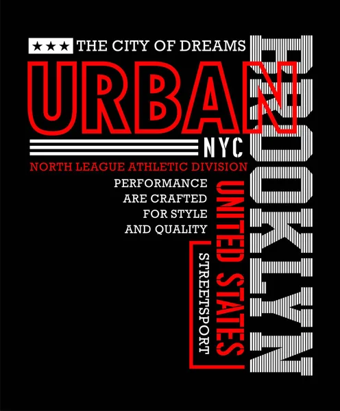 Kentsel Brooklyn, New York City T-shirt grafik vektör görüntü