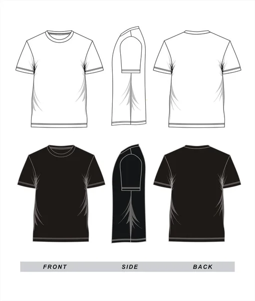 Modello di t-shirt bianco bianco nero — Vettoriale Stock