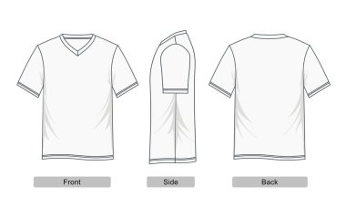 Beyaz v yaka kısa kollu T-shirt
