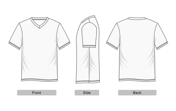 Beyaz v yaka kısa kollu T-shirt