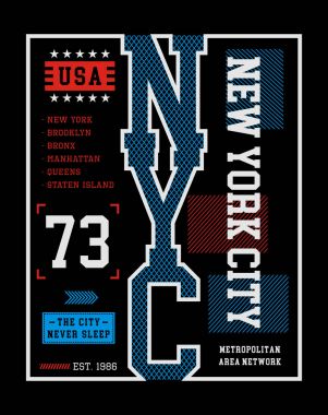 New York City spor tipografi tasarım t SHIRT baskı için