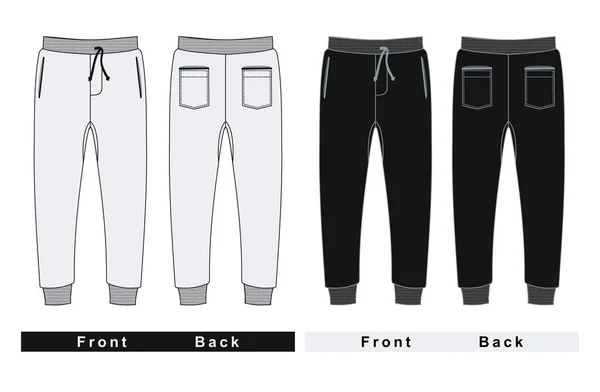 Pantolon pantolon erkek siyah ve beyaz — Stok Vektör