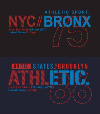 Atletik Nyc Bronx tipografi stil için t-shirt grafik vektör görüntü