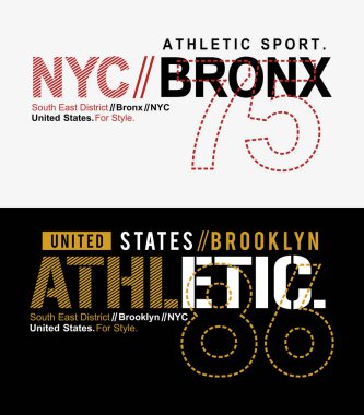 Atletik Nyc Bronx tipografi tasarım t-shirt grafik için