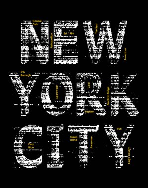 New York City tipografi t-shirt grafik vektör için