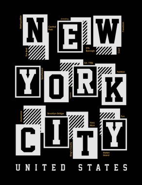 New York City tipografi tasarım T-shirt grafik