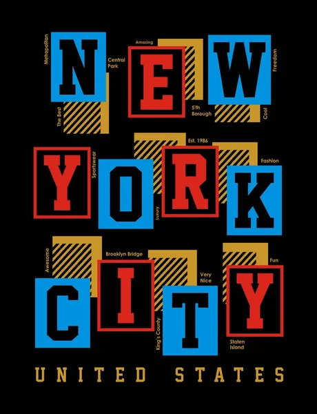 New York City Typografie Shirt Vector Afbeelding — Stockvector
