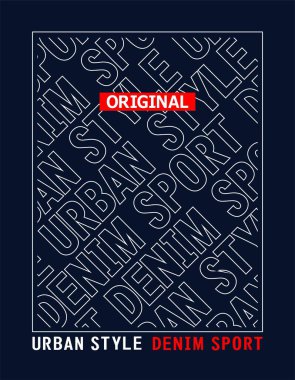 Tişörtlere ve diğer kullanımlara yazdırmak için özgün, kot sporu tipografi vektör çizimi