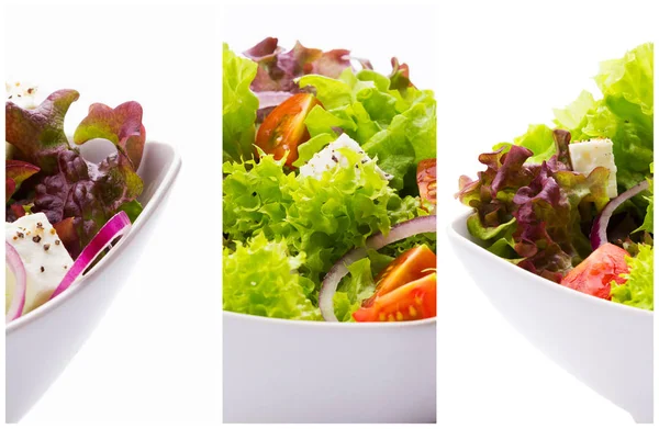 Смешанный овощной салат с помидорами и сыром фета — стоковое фото