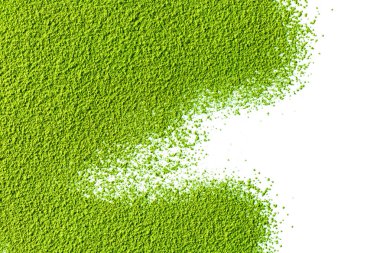 powdered green matcha tea on white background clipart