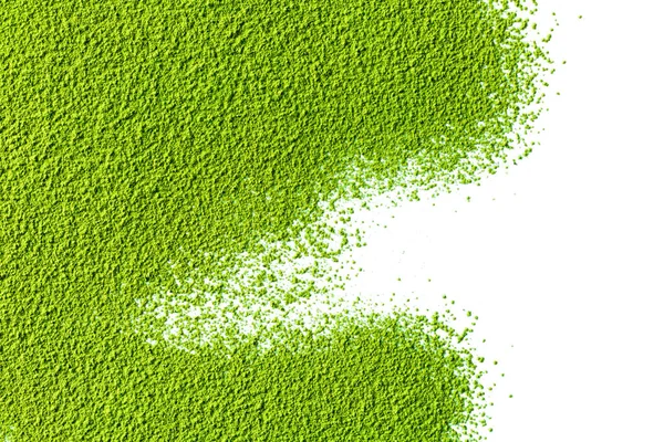 Chá matcha verde em pó no fundo branco — Fotografia de Stock