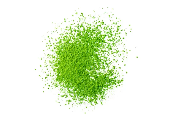 Grüner Matcha Teepulver isoliert auf weißem Hintergrund — Stockfoto