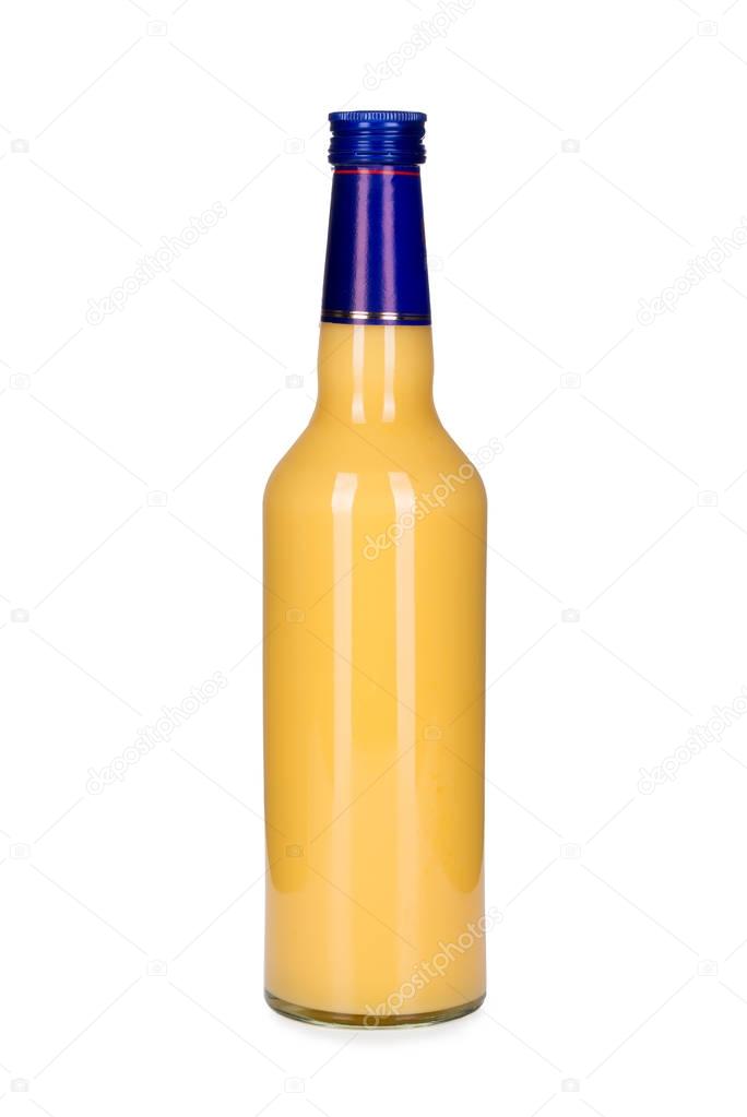 Bottle of egg liqueur isolated on white background.