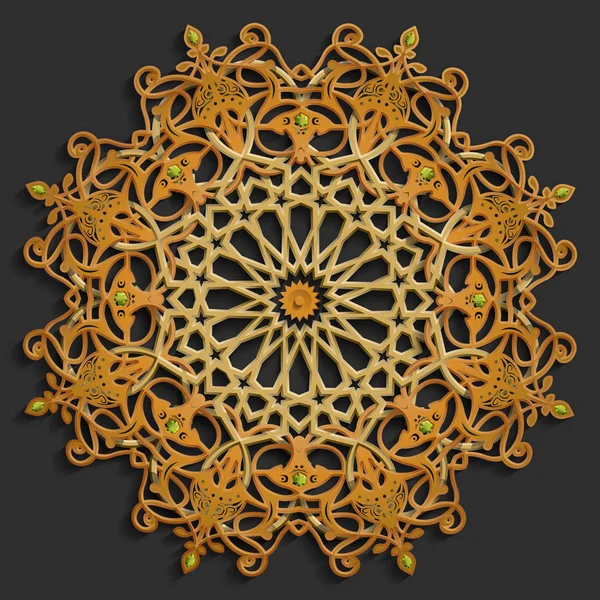 Conjunto de patrón oriental islámico, colección de ornamento de círculo vectorial abstracto. Vector de fondo musulmán. ornamento del este, ornamento indio, motivo persa, fondo de pantalla 3D, bandera, diseño web. Kareem de Ramadán . — Vector de stock