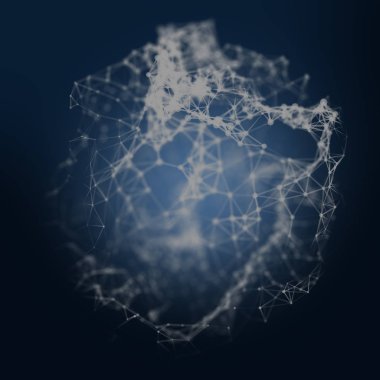 Soyut sibernetik parçacıklar arka plan. Pleksus fantezi teknolojik altyapı. 3D çizim. bilgisayar oluşturulan bağlantı kavramı. Çokgen alanı arka plan noktalar ve çizgiler bağlanma