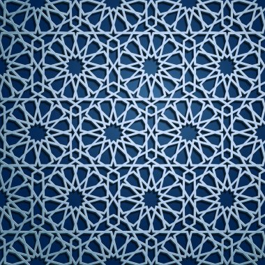 İslam oryantal desenleri, sorunsuz Arapça geometrik süsleme koleksiyon kümesi. Vektör geleneksel Müslüman arka plan. Doğu Kültür, Hint mirası, Arabesk, Farsça motifi, 3d. Ramazan kareem. Mavi