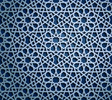İslam oryantal desenleri, sorunsuz Arapça geometrik süsleme koleksiyon kümesi. Vektör geleneksel Müslüman arka plan. Doğu Kültür, Hint mirası, Arabesk, Farsça motifi, 3d. Ramazan kareem. Mavi