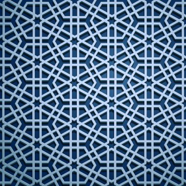 İslam oryantal desenleri, sorunsuz Arapça geometrik süsleme koleksiyon kümesi. Vektör geleneksel Müslüman arka plan. Doğu Kültür, Hint mirası, Arabesk, Farsça motifi, 3d. Ramazan kareem. Mavi