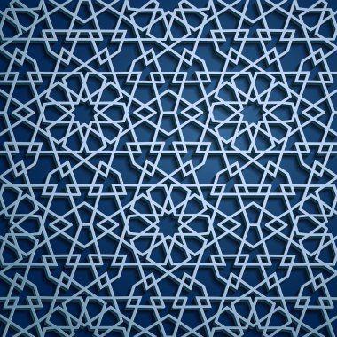 İslam oryantal desenleri, sorunsuz Arapça geometrik süsleme koleksiyon kümesi. Vektör geleneksel Müslüman arka plan. Doğu Kültür, Hint mirası, Arabesk, Farsça motifi, 3d. Ramazan kareem. Mavi