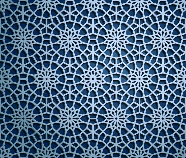 Ensemble de motifs orientaux islamiques, collection d'ornements géométriques arabes sans couture. Fond traditionnel musulman vecteur. culture orientale, patrimoine indien, arabesque, motif persan, 3D. Ramadan Kareem. Bleu — Image vectorielle