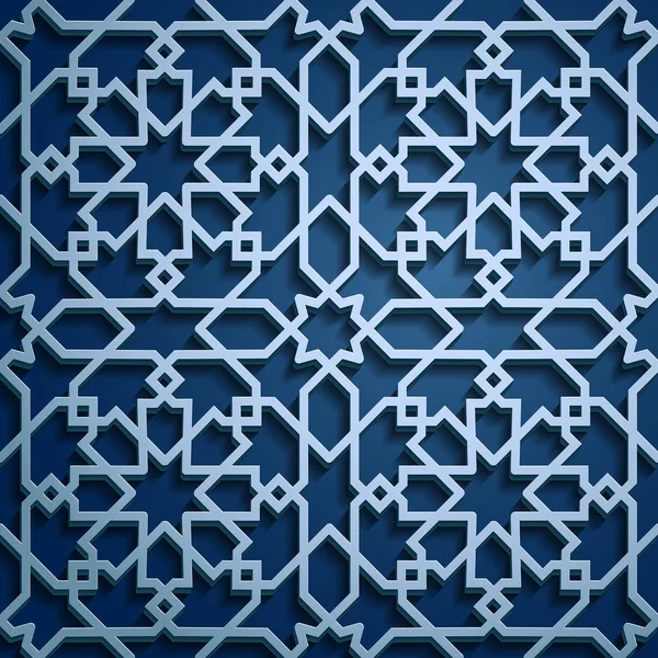 Zestaw Islamskiej orientalne wzory, kolekcja bezszwowe arabski ornament geometryczny. Tradycyjnych tło muzułmańskich. Kultura Wschodu, indyjskie dziedzictwo, arabeska, perski motyw, 3d. Ramadan kareem. Niebieski — Wektor stockowy