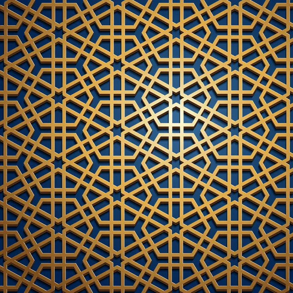 Ensemble de motifs orientaux islamiques, collection d'ornements géométriques arabes sans couture. Fond traditionnel musulman vecteur. culture orientale, patrimoine indien, arabesque, motif persan, 3D. Ramadan Kareem. Or — Image vectorielle