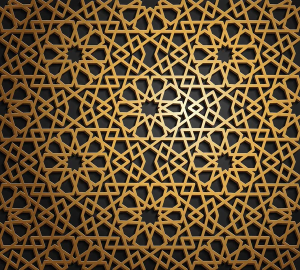 Sada islámský orientální vzory, bezešvé arabské geometrický ornament kolekce. Vektor tradiční muslimské pozadí. východní kultura, indické dědictví, arabeska, perský motiv, 3d. Kareem Ramadán. Zlato — Stockový vektor