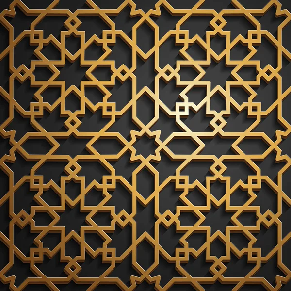 Set de modele islamice orientale, colecție geometrică geometrică fără sudură. Vector fundal tradițional musulman. cultura estică, patrimoniul indian, arabesque, motiv persan, 3D. Ramadan kareem. Aur — Vector de stoc