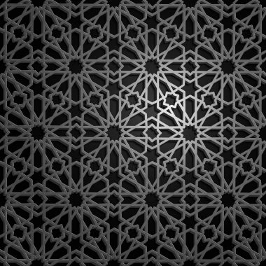 İslam oryantal desenleri, sorunsuz Arapça geometrik süsleme koleksiyon kümesi. Vektör geleneksel Müslüman arka plan. Doğu Kültür, Hint mirası, Arabesk, Farsça motifi 3d Ramazan kareem. Gümüş